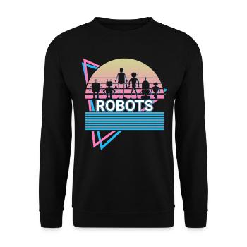 Roboter Robotik Retro - Unisex Pullover - Schwarz - Vorne - Alina (178cm) & Michal (187cm)