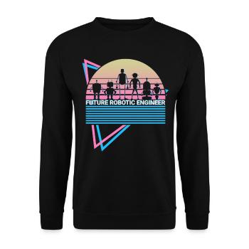 Roboter Robotik Retro - Unisex Pullover - Schwarz - Vorne - Alina (178cm) & Michal (187cm)