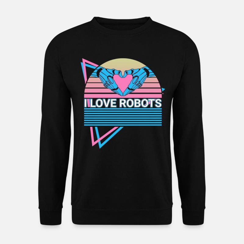 Ich liebe Roboter Robotik Retro - Unisex Pullover - Schwarz