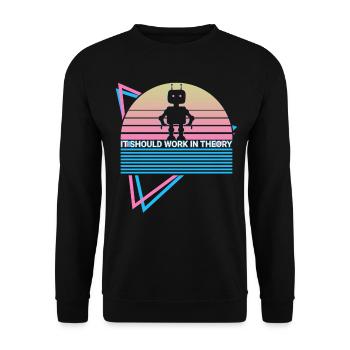 Funny Robot Robotics Retro - Unisex Sweatshirt - black - Front - Alina (178cm) & Michal (187cm)