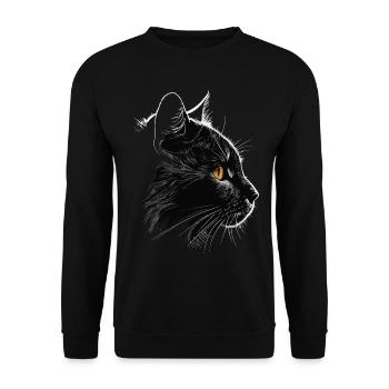Schwarze Katze Bombay Cat Outfit für - Unisex Pullover - Schwarz - Vorne - Alina (178cm) & Michal (187cm)