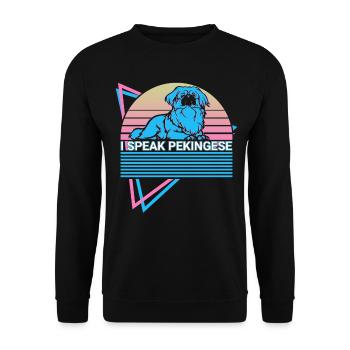 I speak Pekingese Retro - Unisex Sweatshirt - black - Front - Alina (178cm) & Michal (187cm)