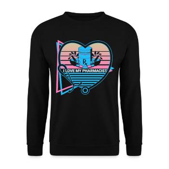 I love my pharmacist pharmacy retro - Unisex Sweatshirt - black - Front - Alina (178cm) & Michal (187cm)