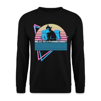 Apothekerin Apotheke Katze Retro - Unisex Pullover - Schwarz - Vorne - Alina (178cm) & Michal (187cm)