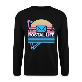 Postleben Postbeamter Retro - Unisex Pullover - Schwarz - Vorne - Alina (178cm) & Michal (187cm)
