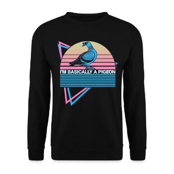 I'm basically a pigeon retro - Unisex Sweatshirt - black - Front - Alina (178cm) & Michal (187cm)
