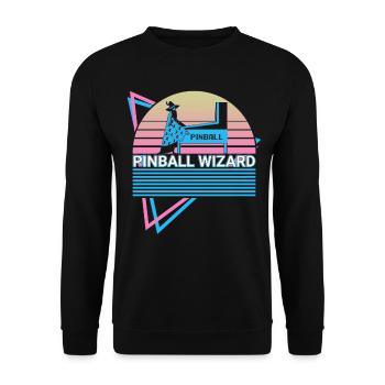 Pinball Wizard Flipperautomat Retro - Unisex Pullover - Schwarz - Vorne - Alina (178cm) & Michal (187cm)