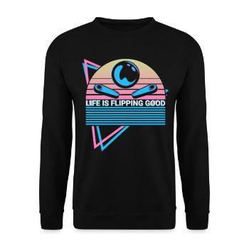 Flipperautomat Retro - Unisex Pullover - Schwarz - Vorne - Alina (178cm) & Michal (187cm)
