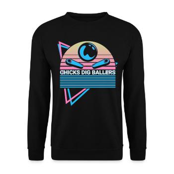 Flipperautomat Retro - Unisex Pullover - Schwarz - Vorne - Alina (178cm) & Michal (187cm)