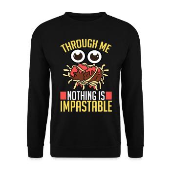 Fliegendes Spaghettimonster FSM Pastafarian - Unisex Pullover - Schwarz - Vorne - Alina (178cm) & Michal (187cm)