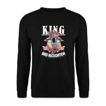 King of Bird Recognition for the Best Birder in - Unisex Pullover - Schwarz - Vorne - Alina (178cm) & Michal (187cm)