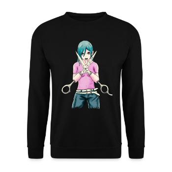 Bizarro Fiction Aesthetic Weirdcore Anime Girl - Unisex Sweatshirt - black - Front - Alina (178cm) & Michal (187cm)