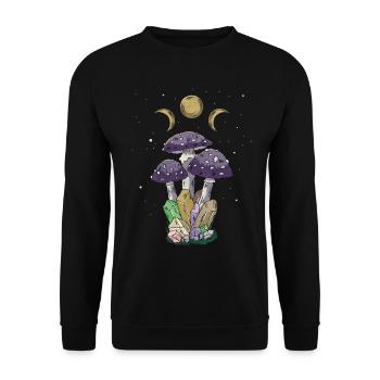Cottagecore Ästhetischer Pilz Witchy Hippie - Unisex Pullover - Schwarz - Vorne - Alina (178cm) & Michal (187cm)