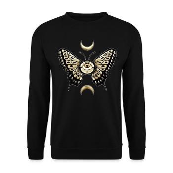 Weirdcore Aesthetic Eyeball Butterly Moon Phase - Unisex Sweatshirt - black - Front - Alina (178cm) & Michal (187cm)