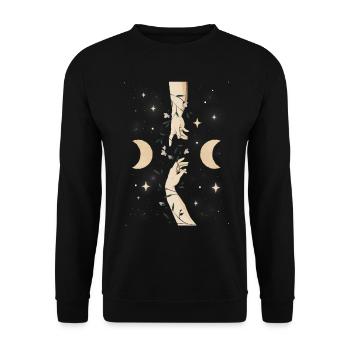 Hexenhafte Erschaffung von Adam Bohemian Celestial - Unisex Pullover - Schwarz - Vorne - Alina (178cm) & Michal (187cm)