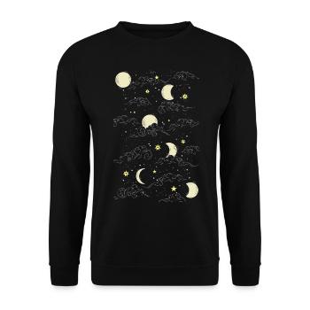Whimsigoth Celestial Moon Star Pattern - Unisex Sweatshirt - black - Front - Alina (178cm) & Michal (187cm)