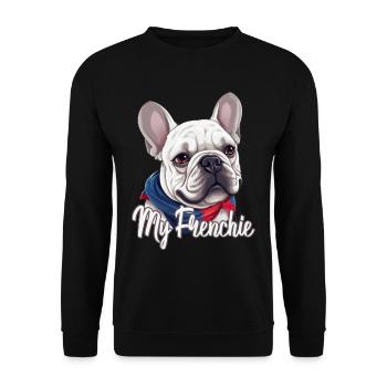 Niedliche Bulldogge Mops Hund - Unisex Pullover - Schwarz - Vorne - Alina (178cm) & Michal (187cm)