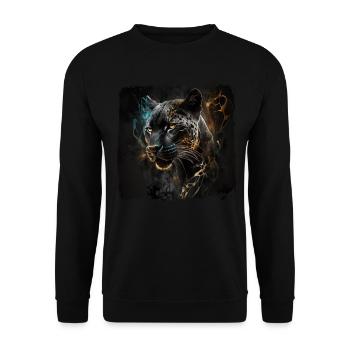 Schwarzer Panther Großkatze - Unisex Pullover - Schwarz - Vorne - Alina (178cm) & Michal (187cm)