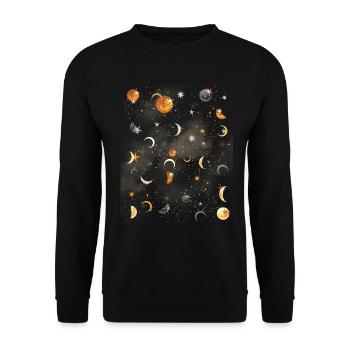Celestial Aesthetics Moon Star Pattern - Unisex Sweatshirt - black - Front - Alina (178cm) & Michal (187cm)