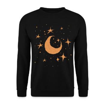 Celestial Witchy Vintage Halbmond Sterne - Unisex Pullover - Schwarz - Vorne - Alina (178cm) & Michal (187cm)