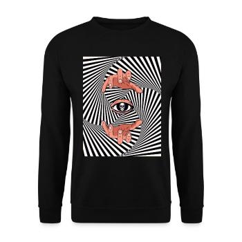 Weirdcore Ästhetische Optische Illusion Totenkopf - Unisex Pullover - Schwarz - Vorne - Alina (178cm) & Michal (187cm)