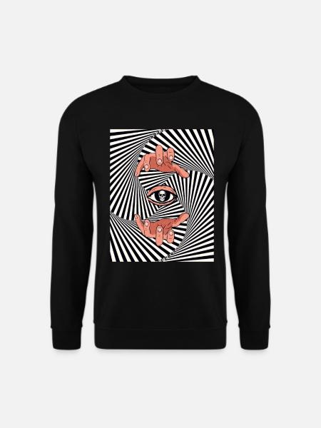 Weirdcore Ästhetische Optische Illusion Totenkopf - Unisex Pullover - Schwarz