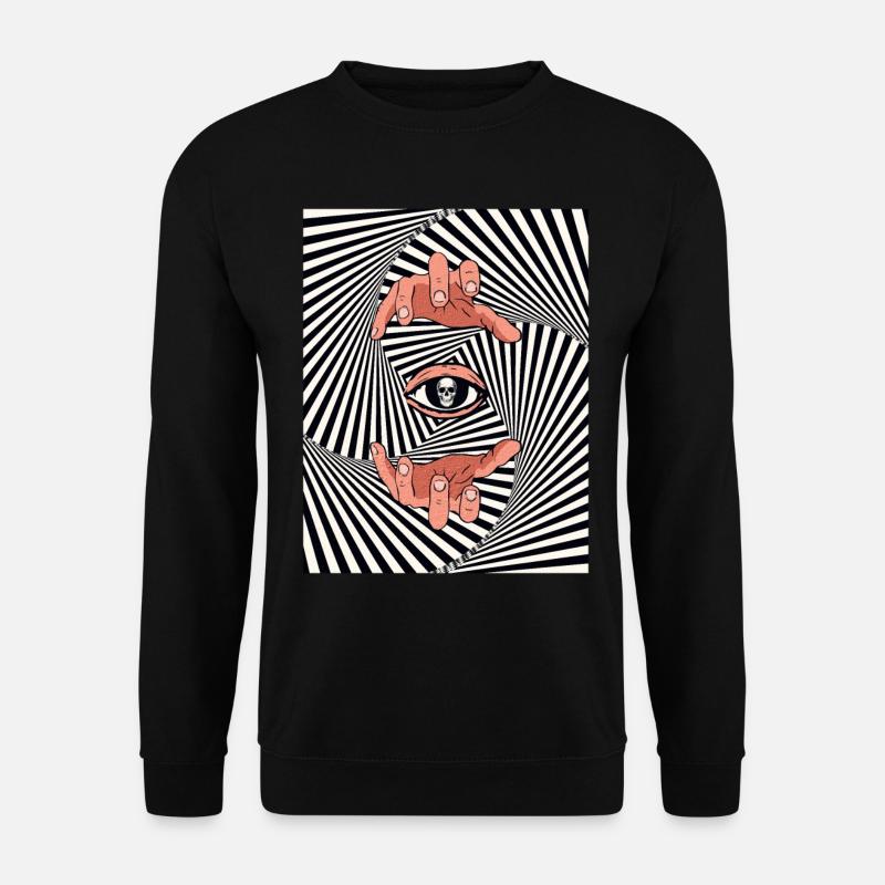 Weirdcore Ästhetische Optische Illusion Totenkopf - Unisex Pullover - Schwarz