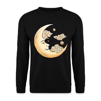 Hippie Aesthetics Celestial Crescent Bohemian - Unisex Sweatshirt - black - Front - Alina (178cm) & Michal (187cm)