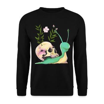 Dark Cottagecore Aesthetic Kawaii Snails - Unisex Sweatshirt - black - Front - Alina (178cm) & Michal (187cm)