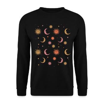 Whimsigoth Ästhetisch Hippie Himmlisch Vintage - Unisex Pullover - Schwarz - Vorne - Alina (178cm) & Michal (187cm)
