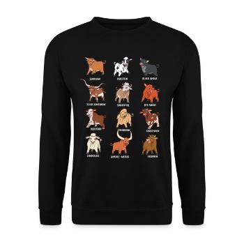 Verschiedene Kawaii Kühe - Unisex Pullover - Schwarz - Vorne - Alina (178cm) & Michal (187cm)