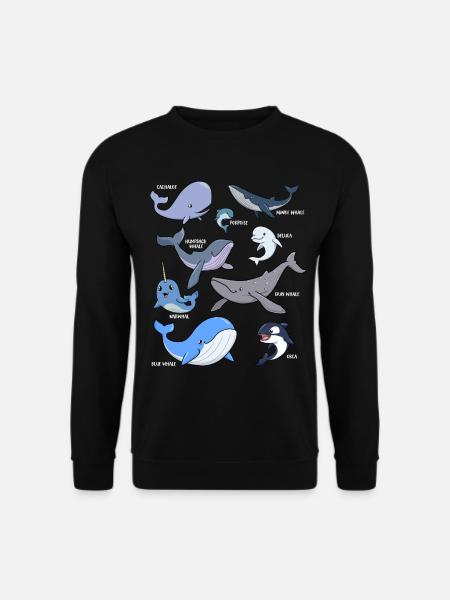 Various kawaii whales - Unisex Sweatshirt - black