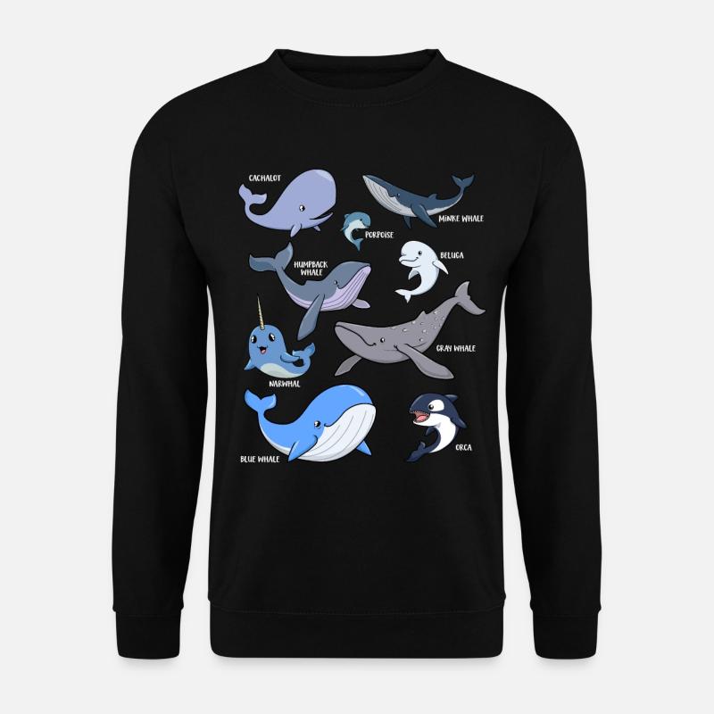 Diverses baleines kawaii - Sweat-shirt Unisexe - noir