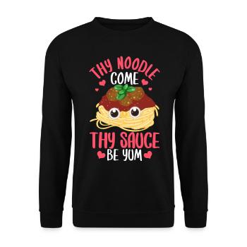 Flying Spaghetti Monster FSM Pastafarian - Unisex Sweatshirt - black - Front - Alina (178cm) & Michal (187cm)