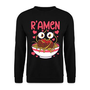 Fliegendes Spaghettimonster FSM Pastafarian - Unisex Pullover - Schwarz - Vorne - Alina (178cm) & Michal (187cm)