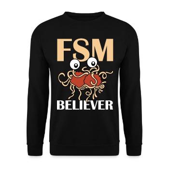 Fliegendes Spaghettimonster FSM Pastafarian - Unisex Pullover - Schwarz - Vorne - Alina (178cm) & Michal (187cm)