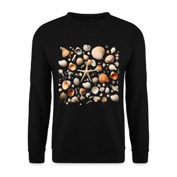Muscheln Seestern Strand Sammeln - Unisex Pullover - Schwarz - Vorne - Alina (178cm) & Michal (187cm)