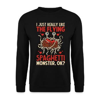 FSM Pastafarian - Unisex Pullover - Schwarz - Vorne - Alina (178cm) & Michal (187cm)