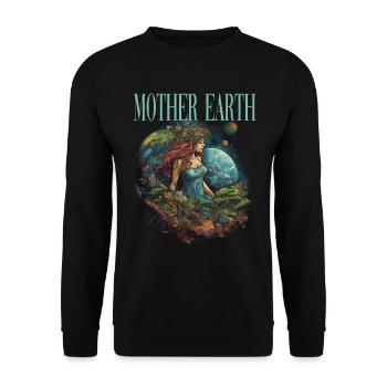 Respektier Muttererde Unseren Planeten Natur - Unisex Pullover - Schwarz - Vorne - Alina (178cm) & Michal (187cm)