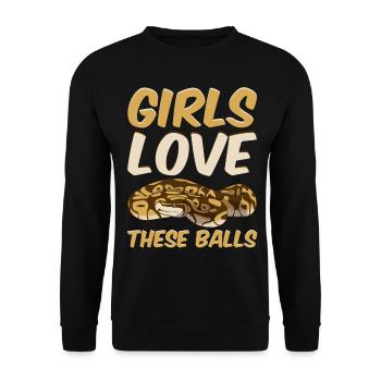 Ball Python Snake - Unisex Sweatshirt - black - Front - Alina (178cm) & Michal (187cm)