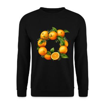 Orange Buchstabe Orangenfrüchte - Unisex Pullover - Schwarz - Vorne - Alina (178cm) & Michal (187cm)