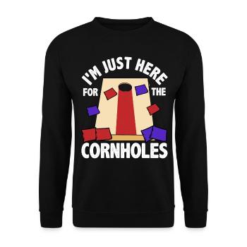 Lustiges Cornhole Corn Hole - Unisex Pullover - Schwarz - Vorne - Alina (178cm) & Michal (187cm)