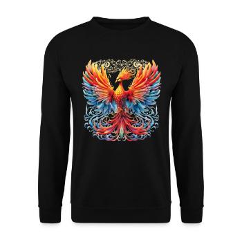 Aufsteigender Phönix Feuer Inspirierende Fantasie - Unisex Pullover - Schwarz - Vorne - Alina (178cm) & Michal (187cm)
