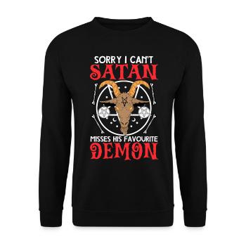 Funny Satanism - Unisex Sweatshirt - black - Front - Alina (178cm) & Michal (187cm)
