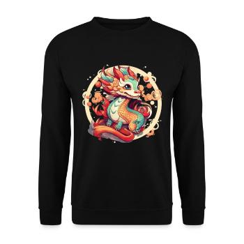 Niedlicher Asiatischer Drache Anime Japanisch - Unisex Pullover - Schwarz - Vorne - Alina (178cm) & Michal (187cm)