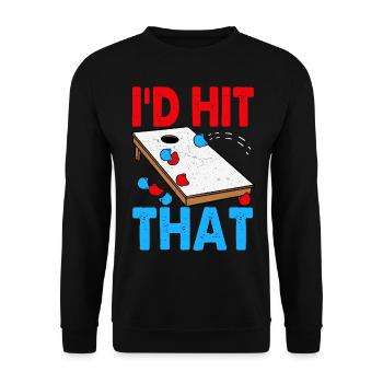 Lustiges Cornhole Corn Hole - Unisex Pullover - Schwarz - Vorne - Alina (178cm) & Michal (187cm)