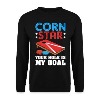 Lustiges Cornhole Corn Hole - Unisex Pullover - Schwarz - Vorne - Alina (178cm) & Michal (187cm)