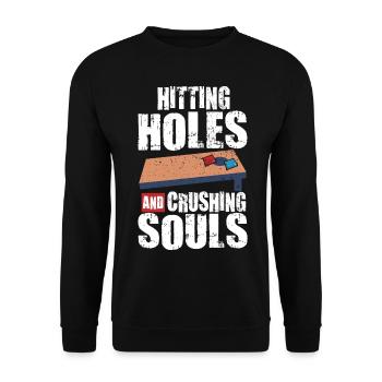Lustiges Cornhole Corn Hole - Unisex Pullover - Schwarz - Vorne - Alina (178cm) & Michal (187cm)