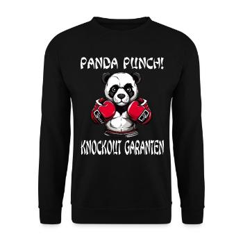 Panda Boxer Boxender Pandabär - Unisex Pullover - Schwarz - Vorne - Alina (178cm) & Michal (187cm)