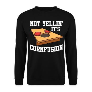Lustiges Cornhole Corn Hole - Unisex Pullover - Schwarz - Vorne - Alina (178cm) & Michal (187cm)